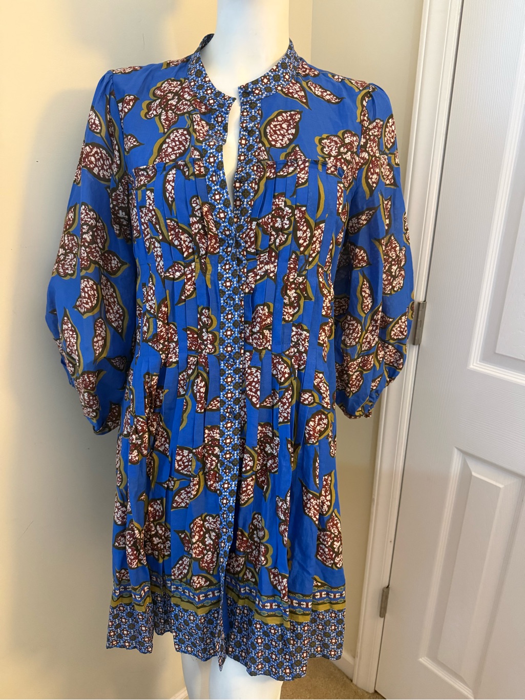 Alexis Vibrant Blue Print Peasant Dress